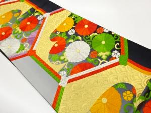 亀甲に菊唐草模様織出し袋帯